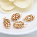 Gold Plated Copper Necklace Pendant DIY Accessory Pinecone Charms Jewelry